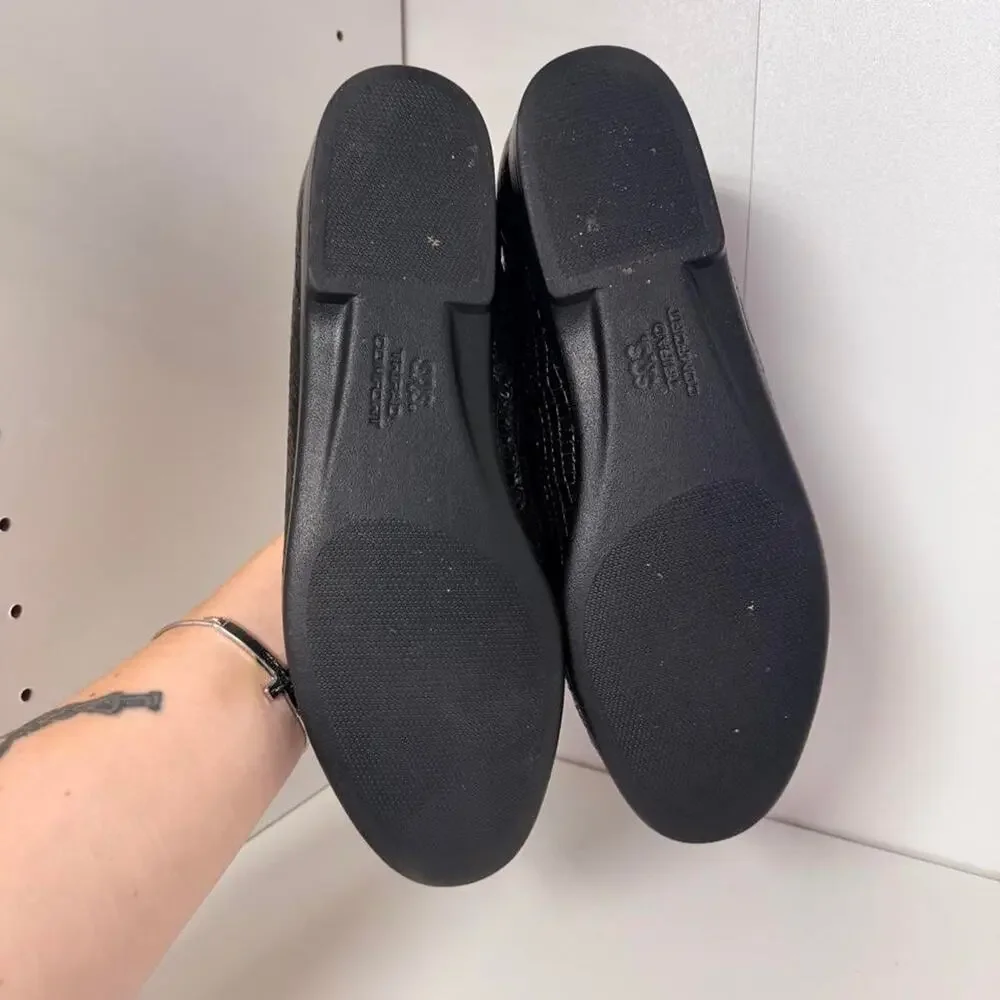 Sas black crocodile textured loafers